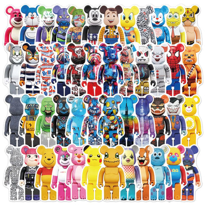 50pcs Cartoon Building Block Bear Personality DIY Decoration Suitcase Mobile Phone Case Toy Sticker
