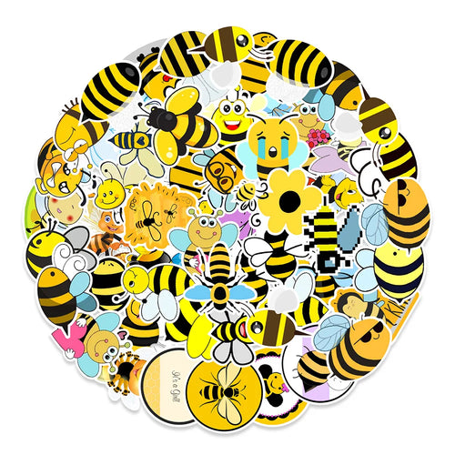 50PCS Cartoon Cute Bee Stickers Refrigerator Computer Mobile Phone Water Cup Graffiti Stickers