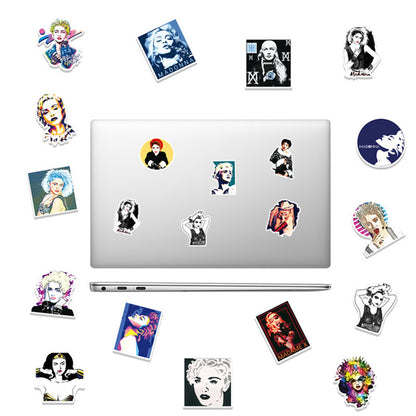 50 PCS Glamour Icon Stickers, Cute & Chic Celebrity Cartoon Doodles for Pop Culture Fans and Fashion Journals