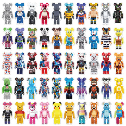50pcs Cartoon Building Block Bear Personality DIY Decoration Suitcase Mobile Phone Case Toy Sticker