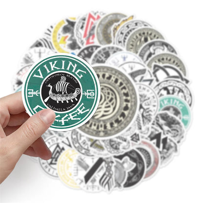50PCS Viking Suitcase Stickers Creative Trend Graffiti Waterproof Suitcase Laptop Decoration Stickers