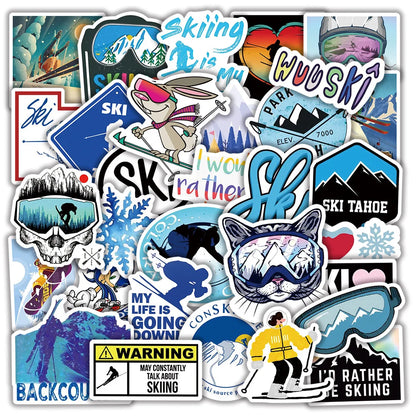 50PCS Personalized Skiing Cartoon Graffiti Waterproof Sticker Suitcase Notebook Refrigerator Skateboard Water Cup