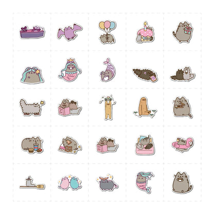 55pcs Cartoon Cute Fat Kitten Cartoon Graffiti Luggage Guitar Skateboard Computer Waterproof Sticker