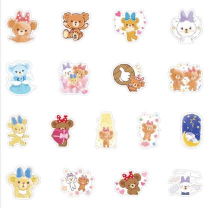 50PCS Duffy Bear and Ballet Rabbit Cartoon Graffiti Stickers Suitcase Laptop Refrigerator Scooter Decorative Toys