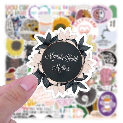 100PCS Mental Health Knowledge Education Personality Decoration Graffiti Waterproof Sticker Notebook Refrigerator