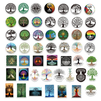 50PCS New Totem Tree of Life Graffiti Sticker Waterproof Luggage Laptop Scooter Water Cup Sticker