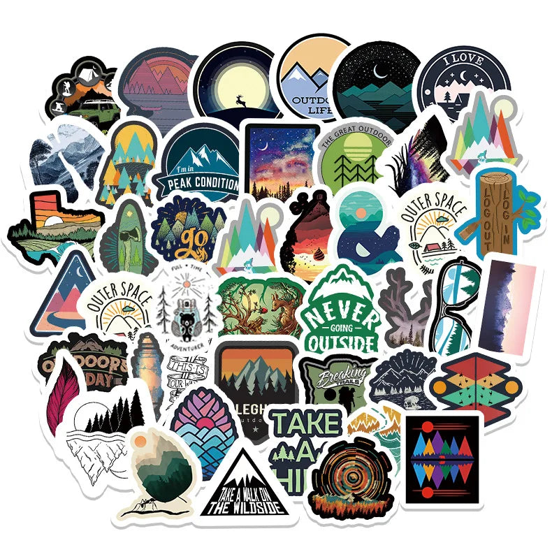 50PCS Cartoon Fishing Series Sticker Trolley Case Bike Scooter Water Cup Waterproof Sticker