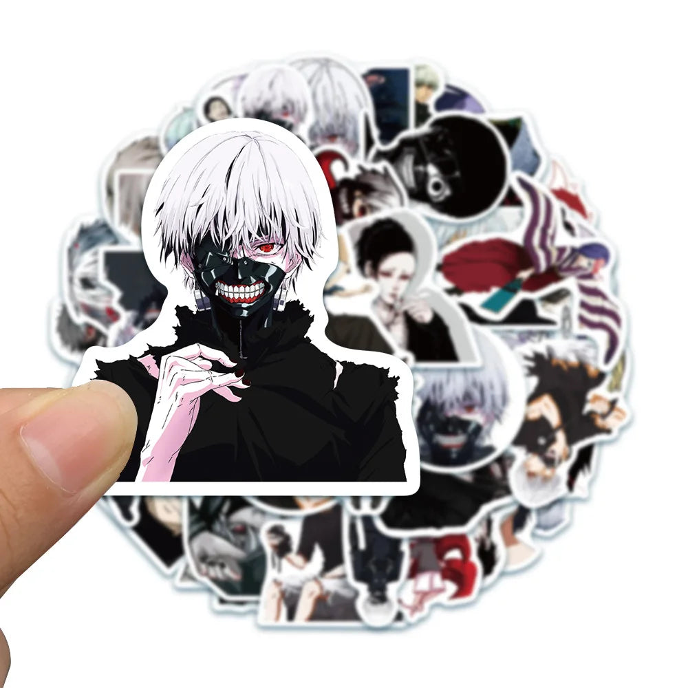 50PCS Anime Tokyo Ghoul Graffiti Sticker Notebook Guitar Bike Skateboard Gift Toy Cartoon PVC Sticker