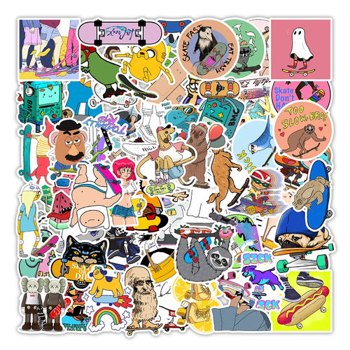 50PCSP Cartoon Skateboard Graffiti Sticker Car Trunk Skateboard Refrigerator Decorative Sticker Waterproof