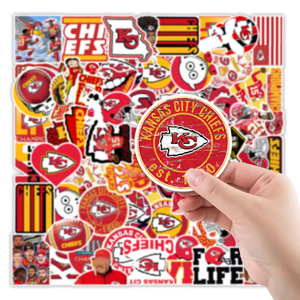 50PCS Kansas City Chief Football Graffiti Waterproof Sticker Suitcase Notebook Refrigerator Skateboard Water Cup