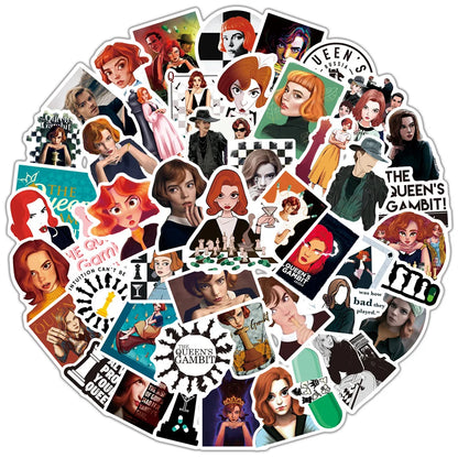 50PCS New American Drama Queen's Chess Game Graffiti Waterproof Sticker Suitcase Notebook Stationery Box WaterCup
