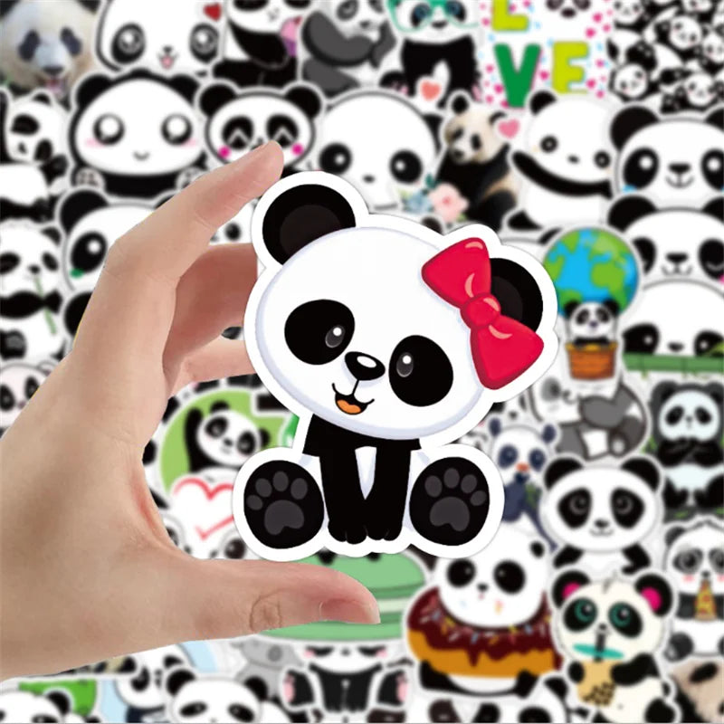 50PCS Cute Panda Graffiti Sticker Waterproof Luggage Laptop Scooter Water Cup Decoration Toy