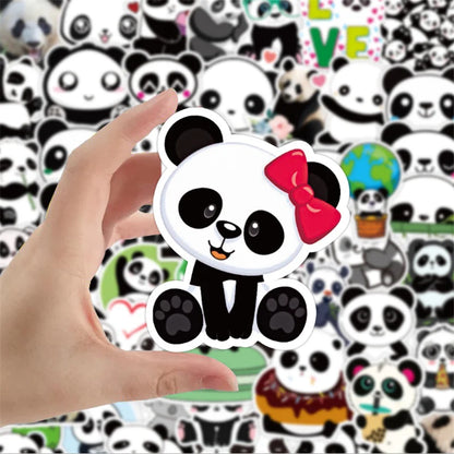 50PCS Cute Panda Graffiti Sticker Waterproof Luggage Laptop Scooter Water Cup Decoration Toy