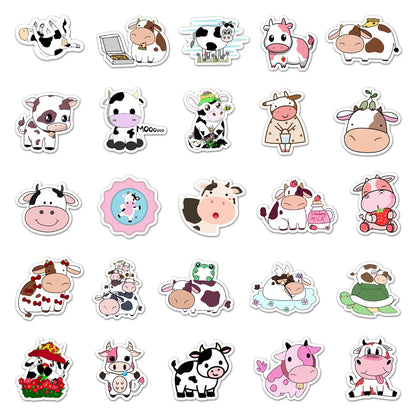 50PCS Cartoon Ins Wind Cute Cow Decoration Sticker Scooter Trunk Motorcycle Locomotive Car Sticker