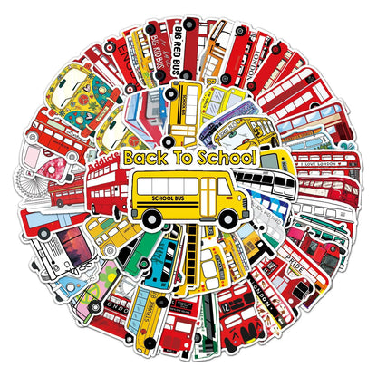 50pcs Cartoon Bus Graffiti Sticker DIY Suitcase Notebook Guitar Star Children's Sticker Waterproof