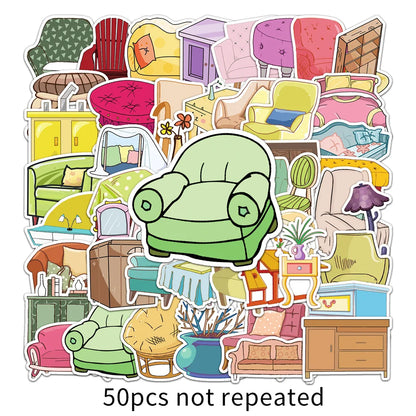 50PCS furniture graffiti stickers cartoon small fresh ins wind stickers DIY skateboard water cup luggage stickers