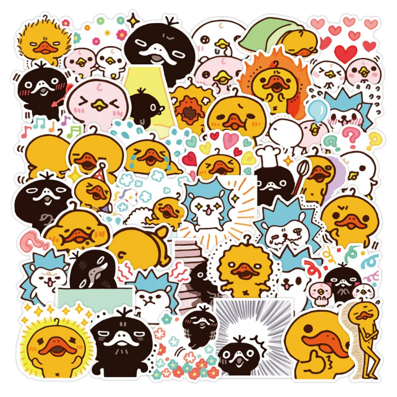 50PCS Cute Big-billed Duck Cartoon Anime Graffiti Notebook Suitcase Iron Toy