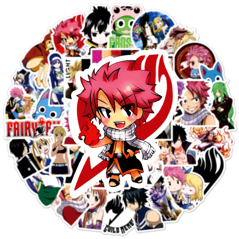 50PCS Cartoon Anime Fairy Tail Graffiti Stickers Luggage Laptop Guitar Bike Skateboard Waterproof Stickers