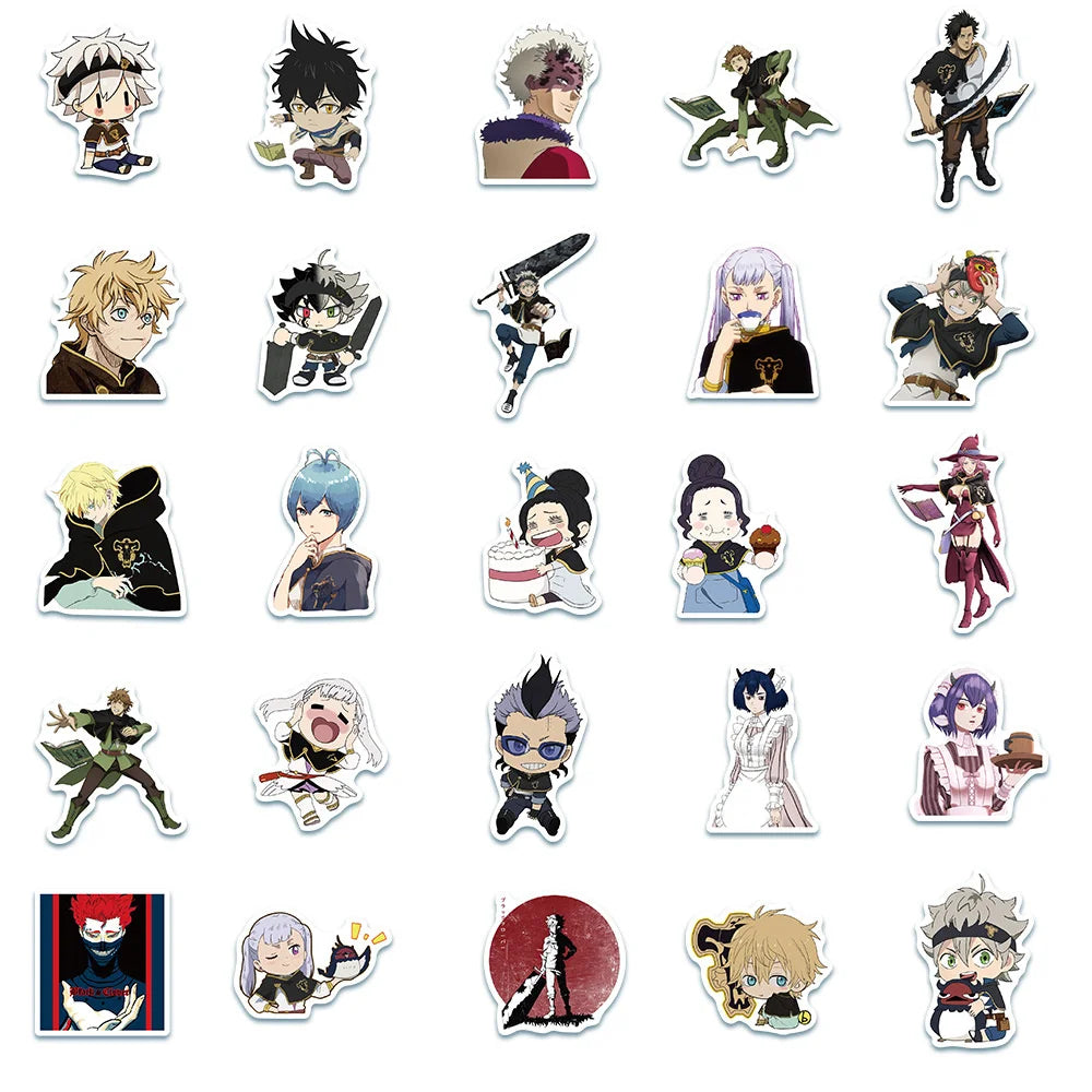 50OPCS Cartoon Black Clover Anime Graffiti Sticker Laptop Suitcase Waterproof Guitar Decoration Toy