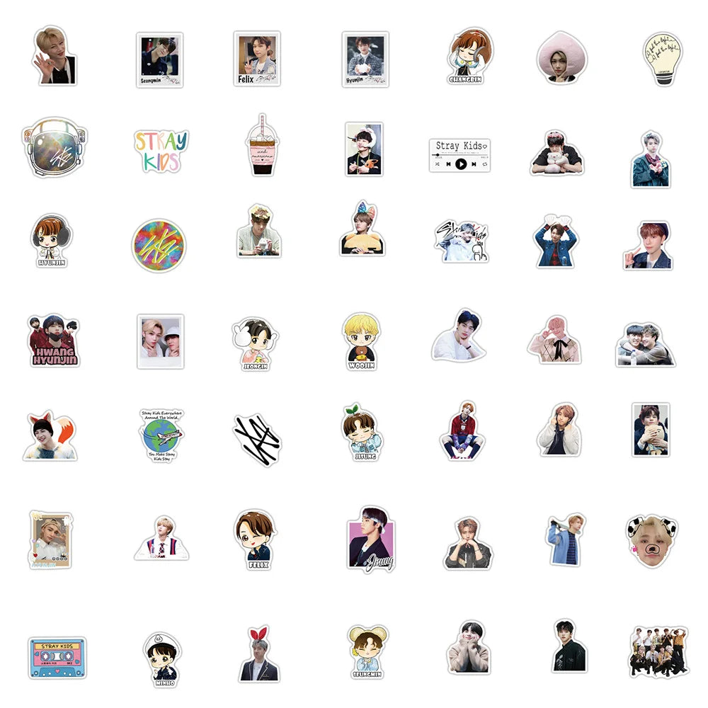 50PCS South Korean Men's Team Stray Kids Graffiti Personalized Waterproof Sticker Suitcase Notebook Refrigerator