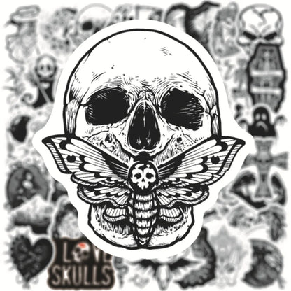 50PCS Black and White Devil Gothic Graffiti Waterproof Sticker Suitcase Notebook Skateboard Refrigerator WaterCup