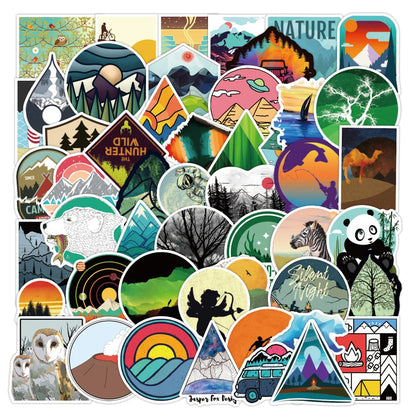50PCS Outdoor Scenery Sticker Graffiti Laptop Guitar Motorcycle Luggage Skateboard Bike Waterproof Sticker