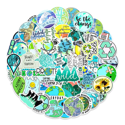 50PCS Environmental Protection Phrases Graffiti Waterproof Sticker Suitcase Notebook RefrigeratorSkateboardHelmet