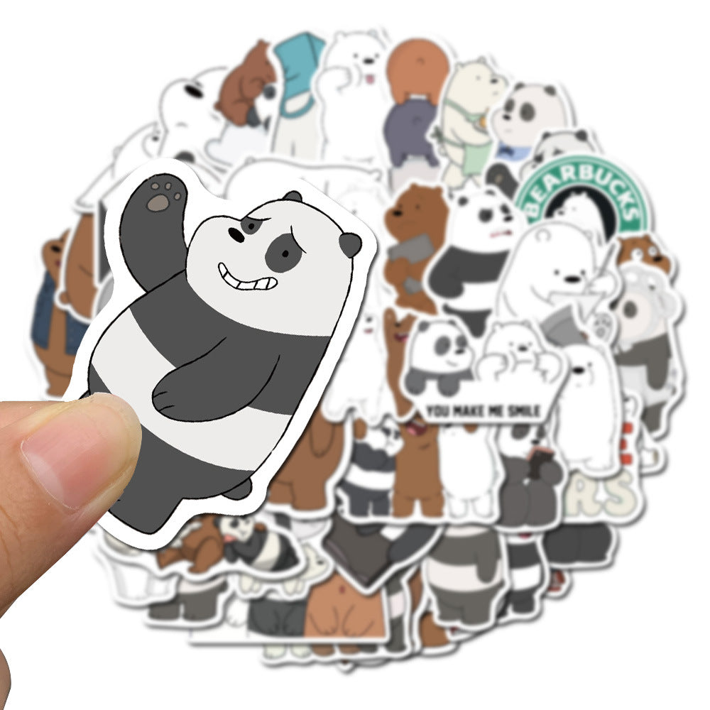 50PCS Cartoon Naked Bear Stickers - Cute Animal Decals for Laptops, Water Bottles, Journals & Funny Meme Gifts
