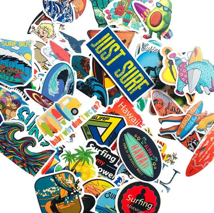 50PCS Classic Summer Beach Surfing Cartoon Graffiti Small Fresh Suitcase Skateboard Notebook Waterproof Stickers