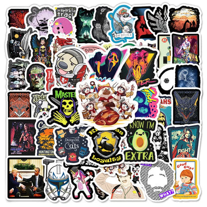 50 pieces of cartoon and fun hip-hop graffiti stickers, personalized DIY suitcases, guitars, scooters, bicycles, cars, waterproof decorative stickers, and toys