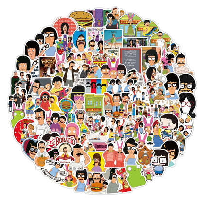 50PCS New Bob Hamburger Graffiti Sticker Notebook Skateboard Car Trunk Refrigerator Waterproof Sticker Custom