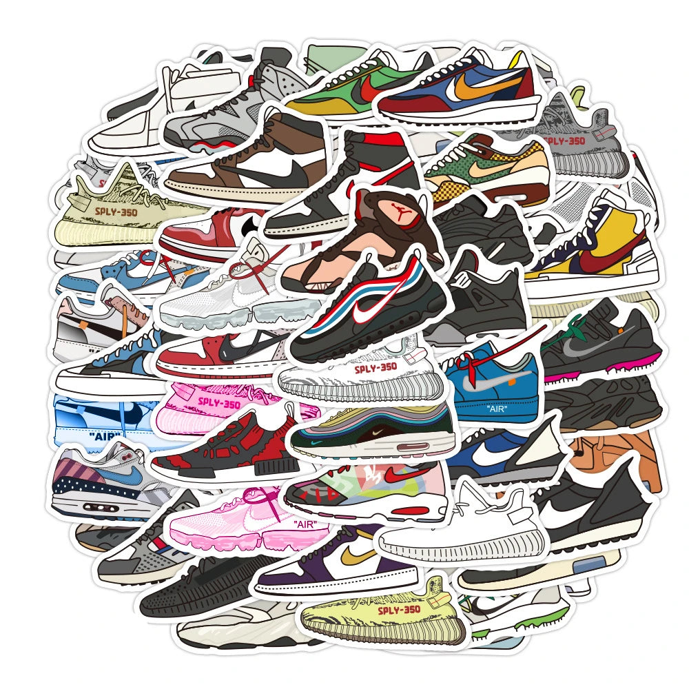 50pcs Personalized Trendy Sneakers Graffiti Personalized DIY Decoration Suitcase  Phone Case Toy Sticker