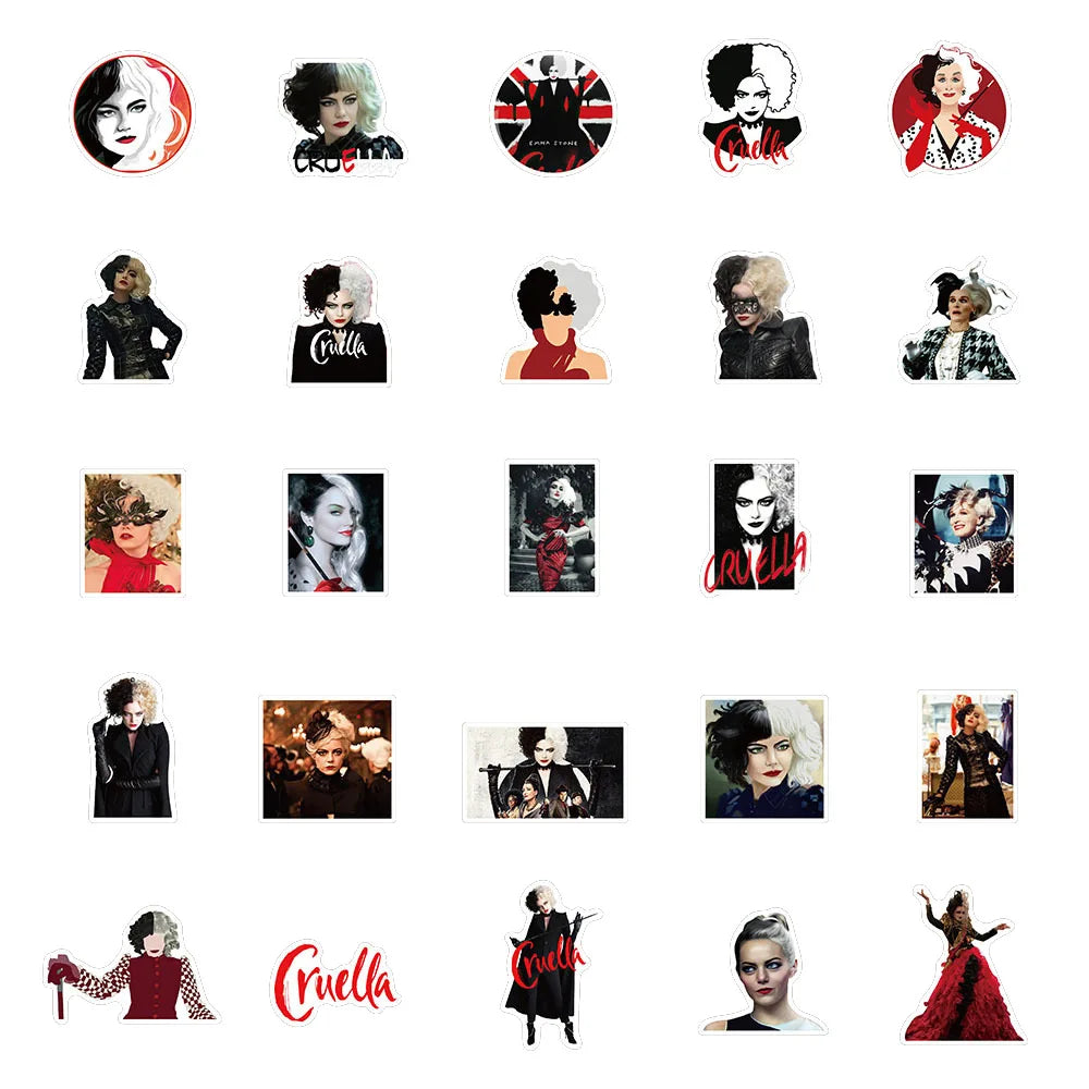 50PCS American Fashion Film Black and White Witch Graffiti Waterproof Sticker Suitcase Notebook Skateboard Helmet