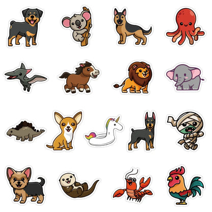 50 pieces of cartoon cute little animal decorative style graffiti stickers, personalized, fashionable and creative DIY exquisite decorative decal cups, helmets, skateboard popular sticker toys
