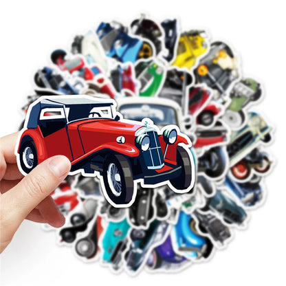50PCS Nostalgic Classic Car Cartoon Personality Graffiti Waterproof Sticker Suitcase Notebook Refrigerator Helmet