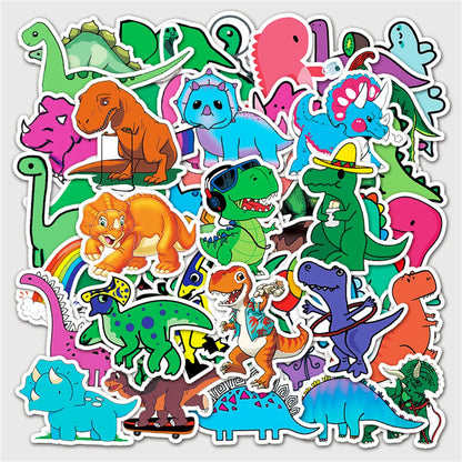 50 pieces of cute cartoon dinosaur decorative style graffiti stickers, personalized, fashionable and creative DIY exquisite decorative decal cups, helmets, skateboard popular sticker toys