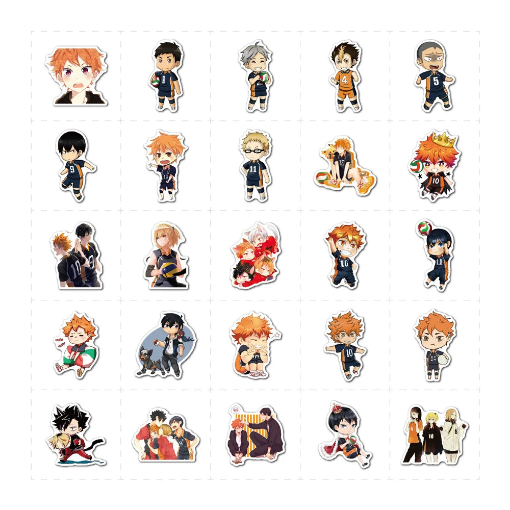 100PCS Cartoon Volleyball Teenager Anime Sticker Laptop Skateboard Guitar Waterproof Decorative Sticker