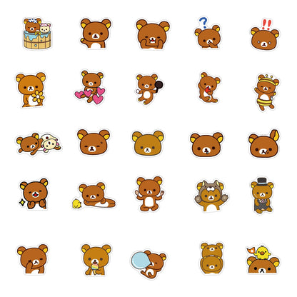 50PCS New Cute Bear Cartoon Graffiti Waterproof Sticker Suitcase Notebook Refrigerator Skateboard Stationery Box