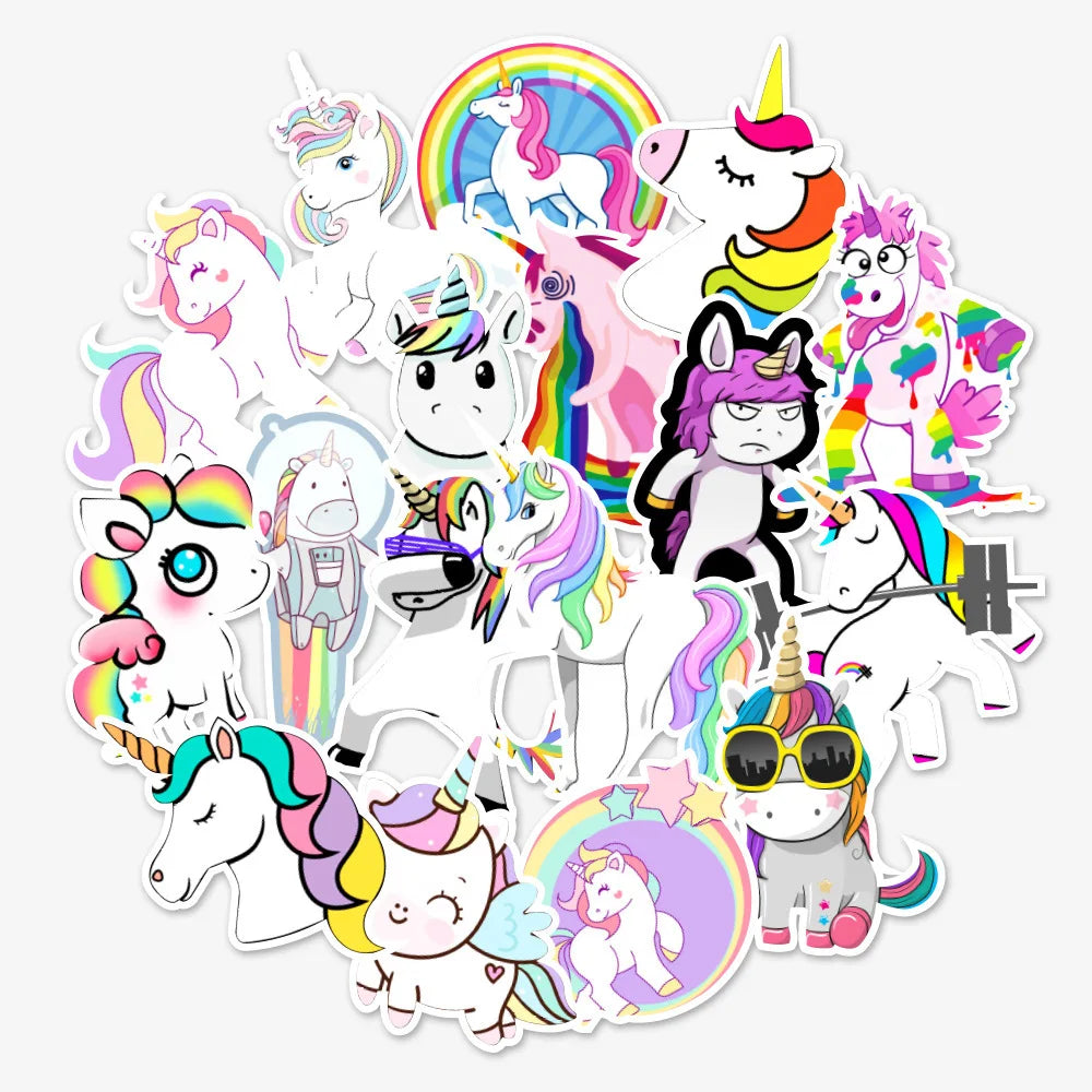 50PC Unicorn Graffiti Stickers Luggage Computer Mobile Phone Motorcycle Decorative Stickers