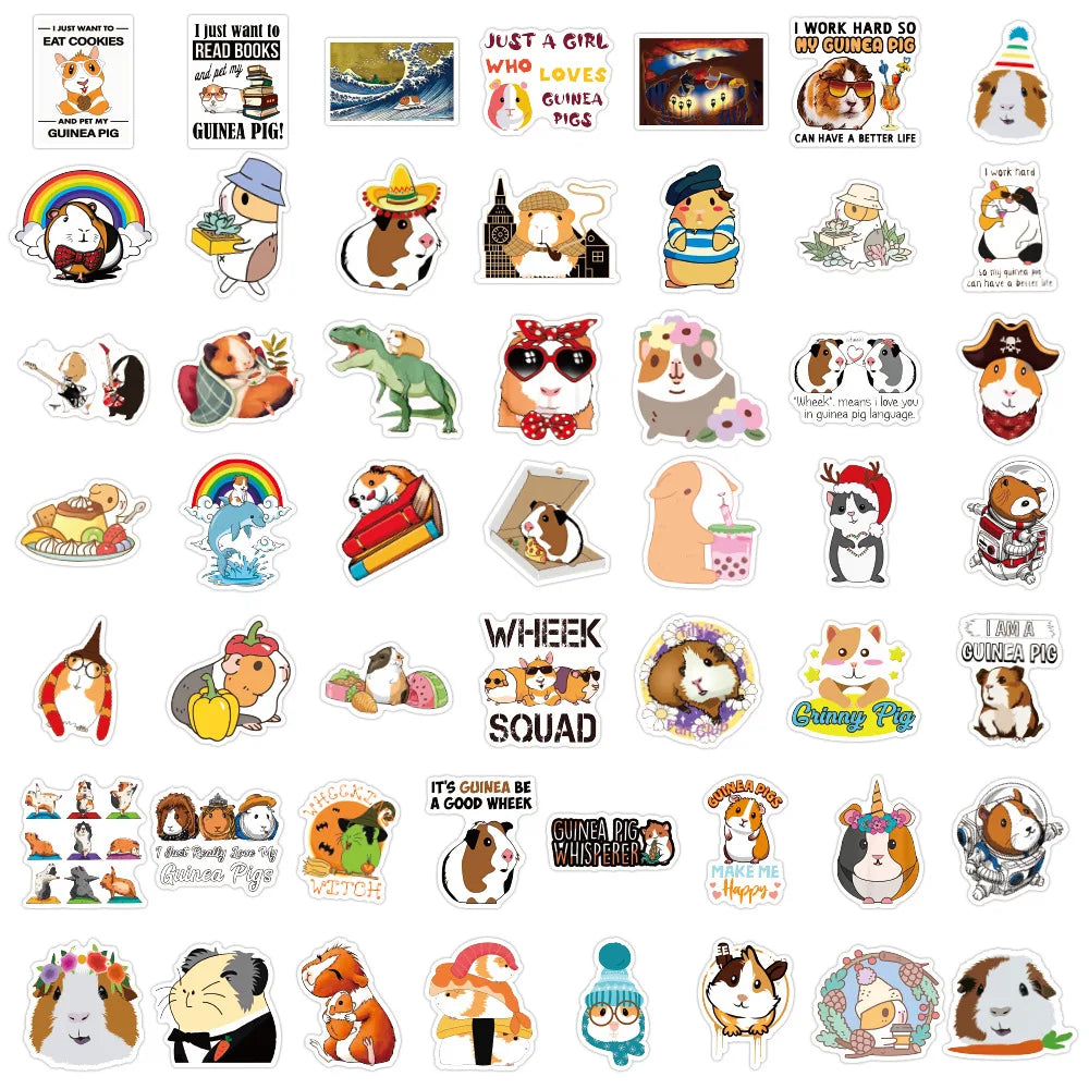 50PCS cartoon cute little pet hamster decorative style graffiti stickers, personalized, fashionable and creative trend DIY exquisite decorative decal cups, helmets, skateboard popular sticker toys