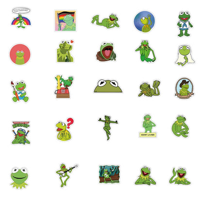 50PCS Kermit Frog Cute Cartoon Personality Decoration Graffiti Waterproof Sticker Notebook Refrigerator Water Cup