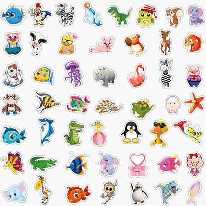 100PCS Cute Animal World Mix and Match Graffiti Stickers Mobile Phone Water Cup Computer Hand Ledger Stickers