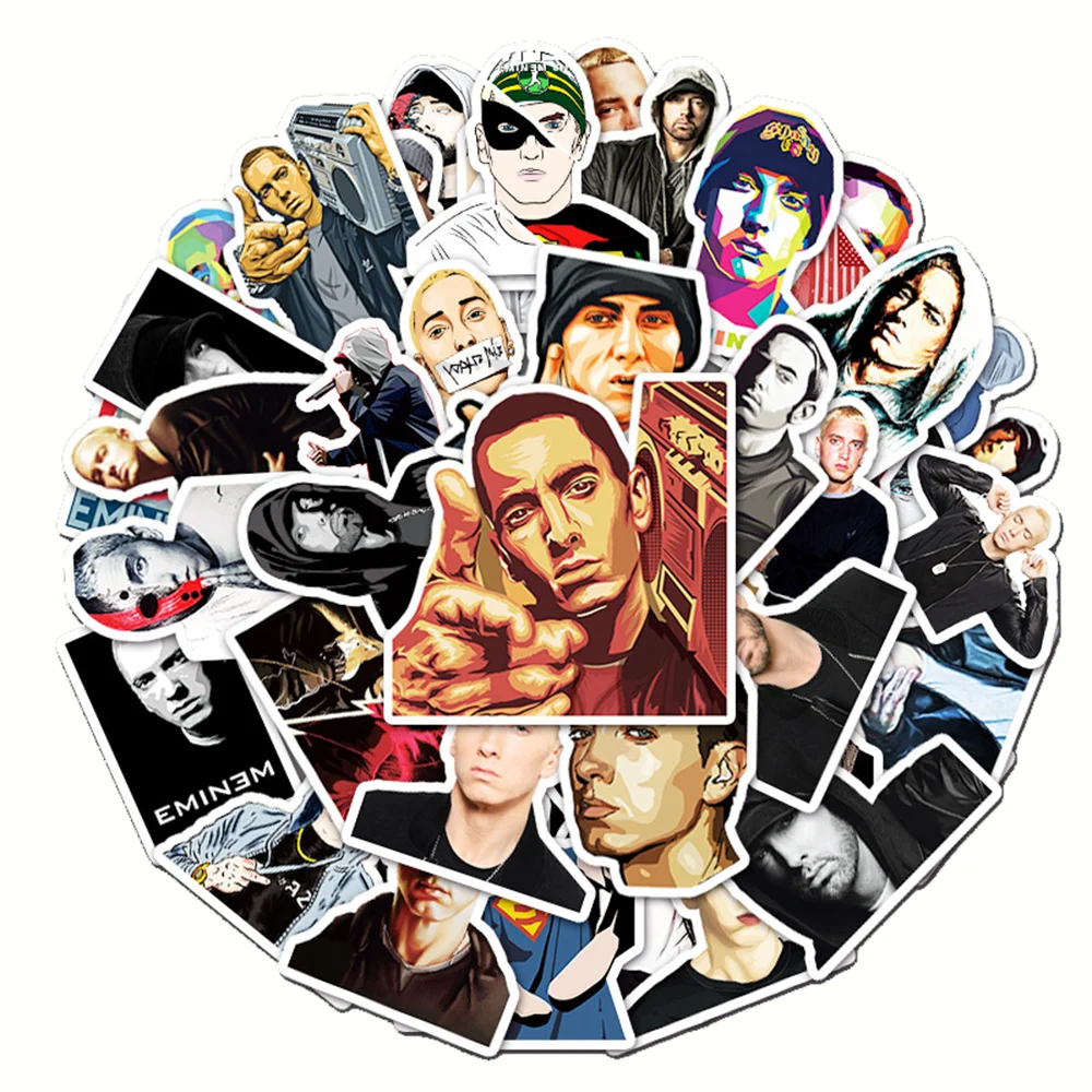 50PCS Eminem Rapper Graffiti Waterproof Sticker Suitcase Notebook Skateboard Refrigerator Stationery Box WaterCup