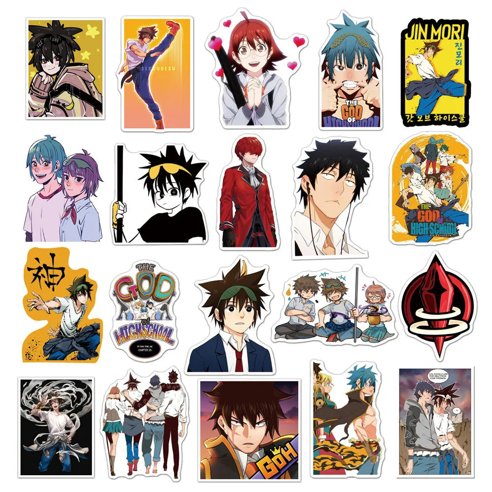 50PCS New Animation God of College Graffiti Waterproof Sticker Suitcase Car Helmet Guitar Refrigerator Water Cup