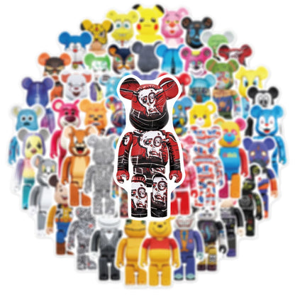 50pcs Cartoon Building Block Bear Personality DIY Decoration Suitcase Mobile Phone Case Toy Sticker