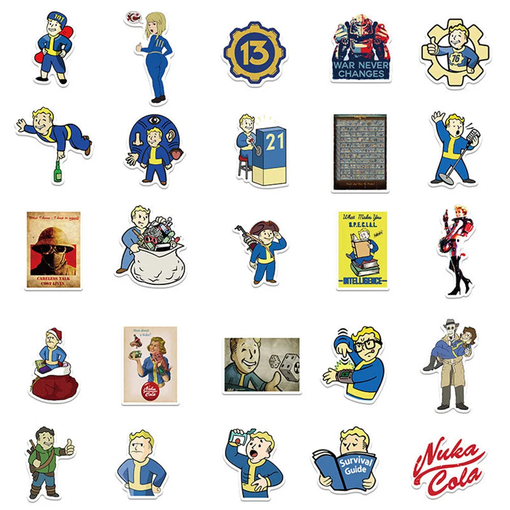 50PCS     FalloutGame Graffiti Waterproof Sticker Suitcase Notebook Skateboard Refrigerator Stationery Box Water Cup
