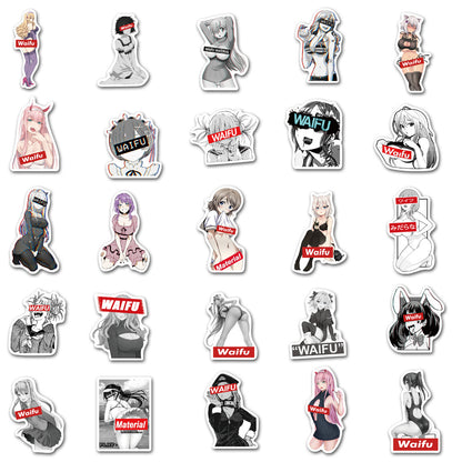50PCS Anime Girl Stickers - Kawaii Manga Decals for Laptops, Planners, Water Bottles & Otaku Culture Gifts