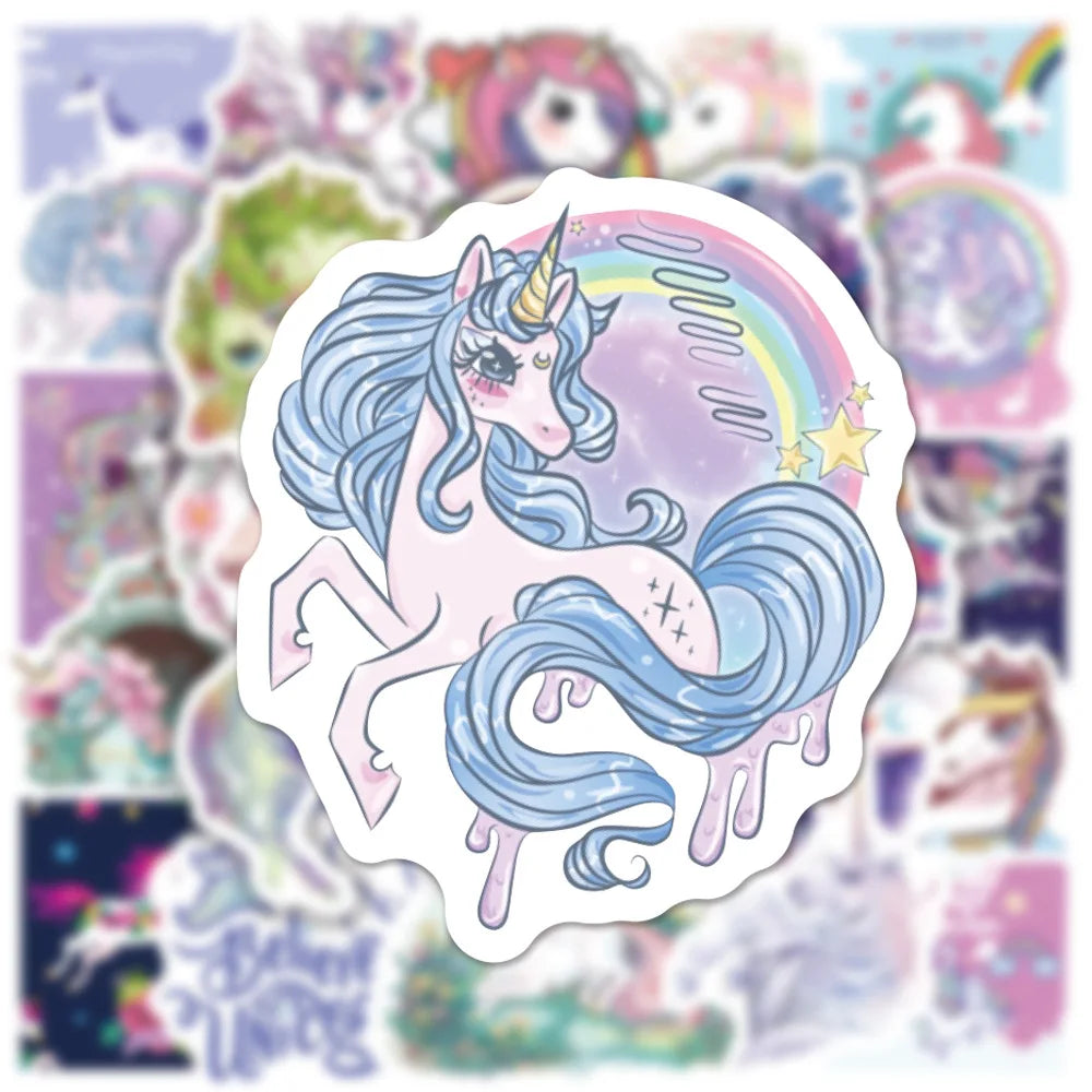 50PCS Cartoon Fairy Unicorn Personality Graffiti Sticker Water Cup Suitcase Notebook Motorcycle Skateboard Guitar