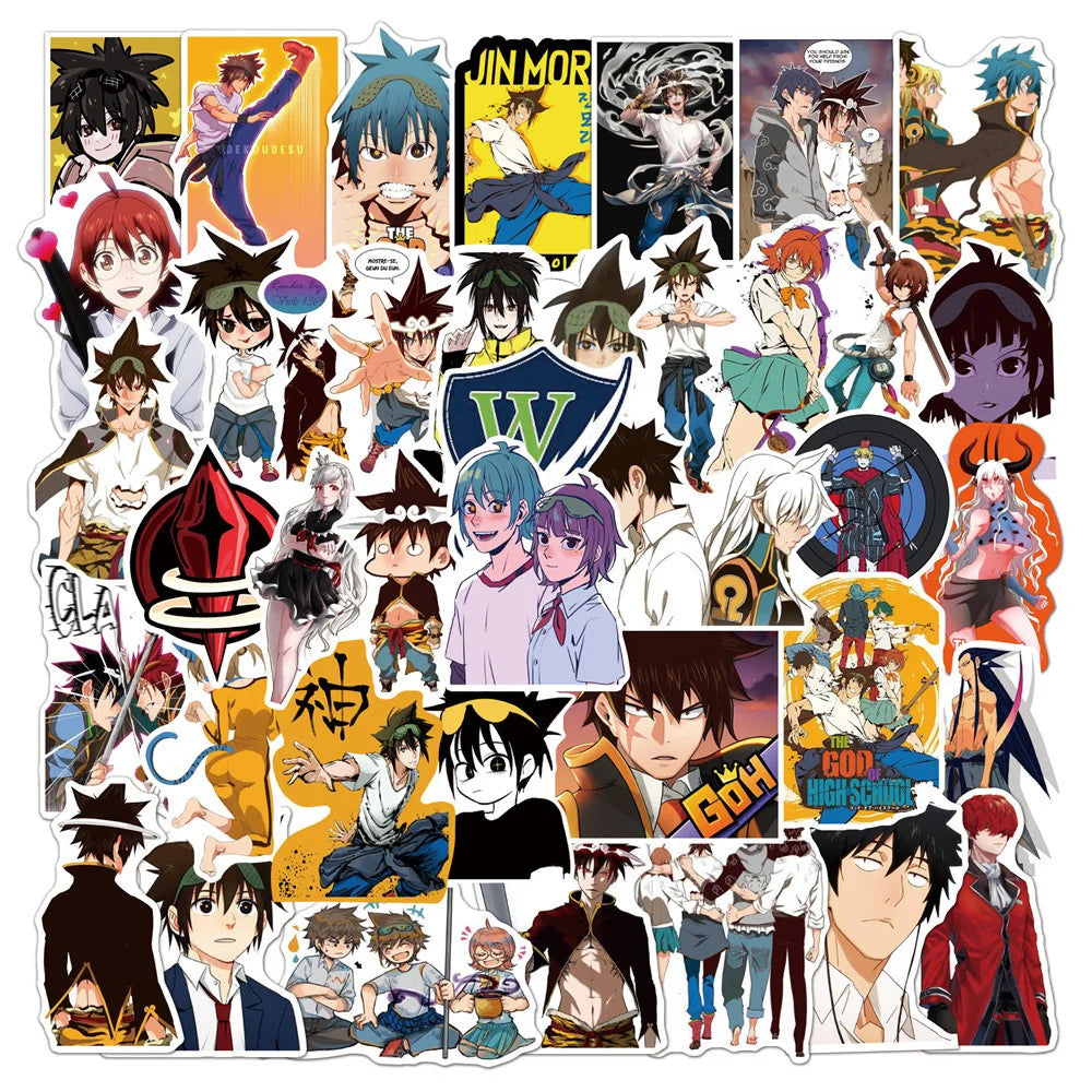50PCS Anime High School God Graffiti Sticker Laptop Skateboard Guitar Refrigerator Waterproof Decorative Sticker