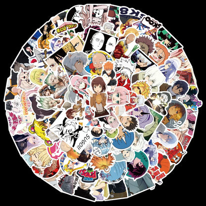 50PCS Cartoon Animation Creative Graffiti Demon Slayer Attack on Titan Guitar Phone Case Gift Toy Sticker Decal